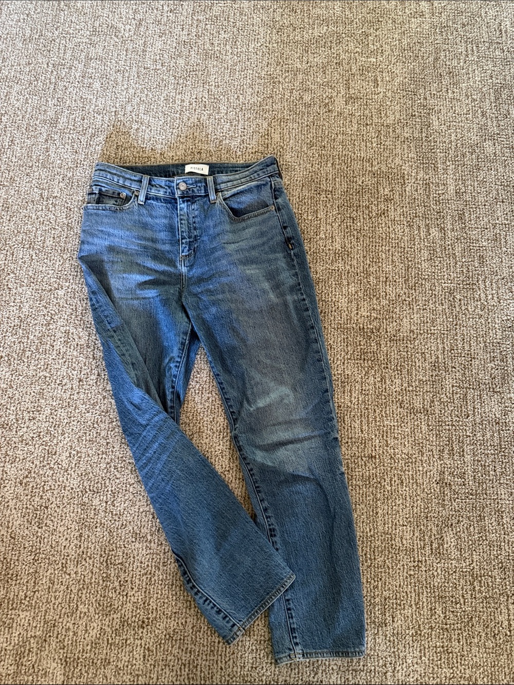 pistola medium wash straight leg jeans